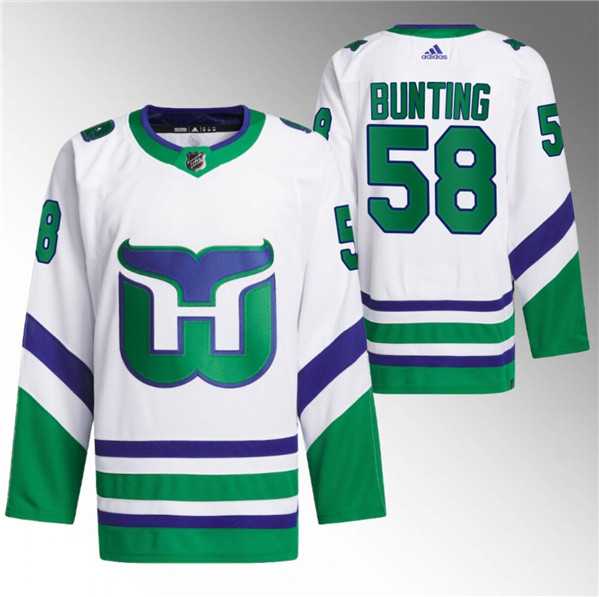 Mens Carolina Hurricanes #58 Michael Bunting White 2023-24 Stitched Jersey Dzhi